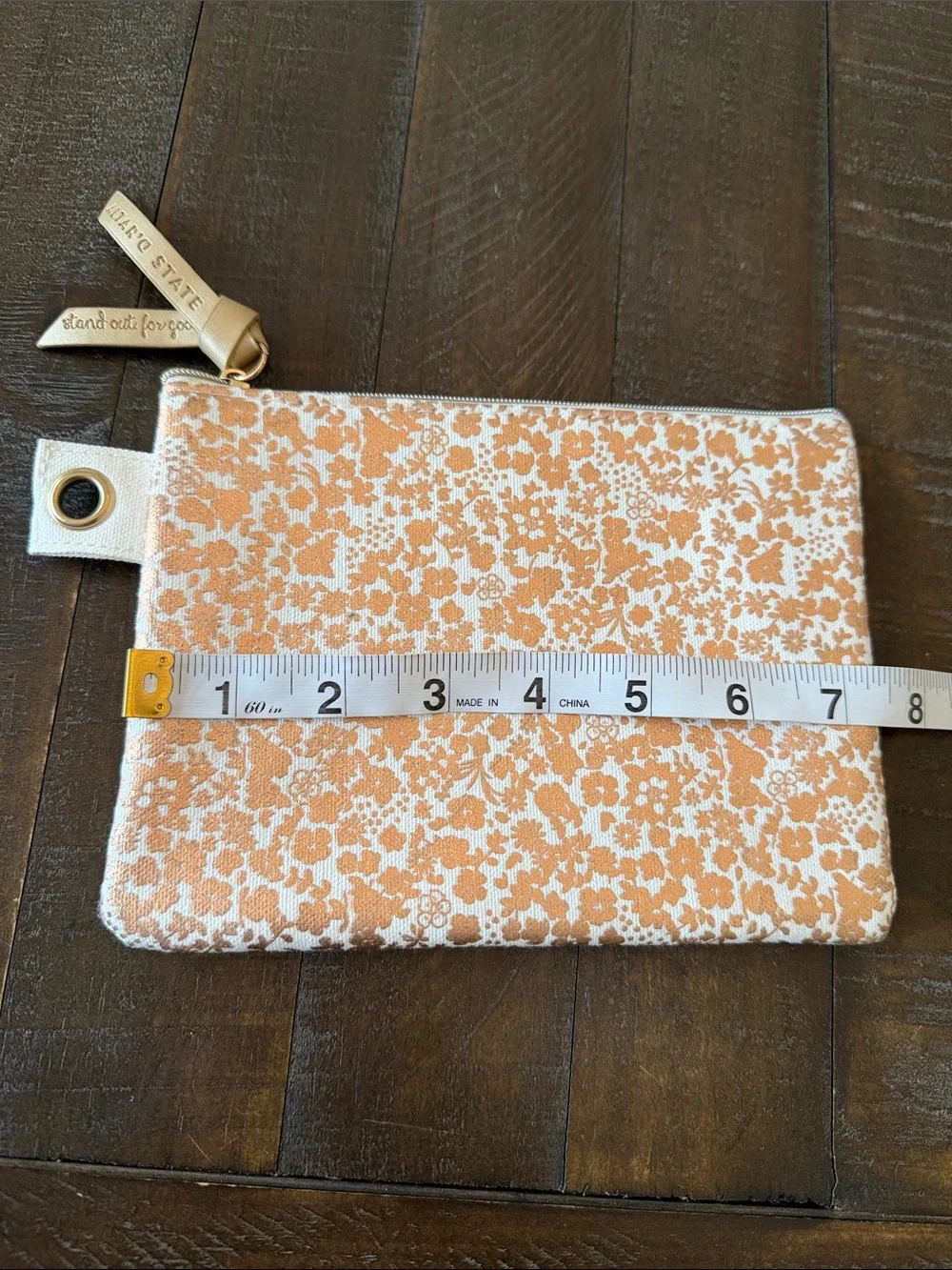 Altar'd State Rose Gold Floral Rose Gold Metallic Keychain Wallet Pouch